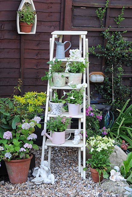 image of a ladder to use as a household item planter