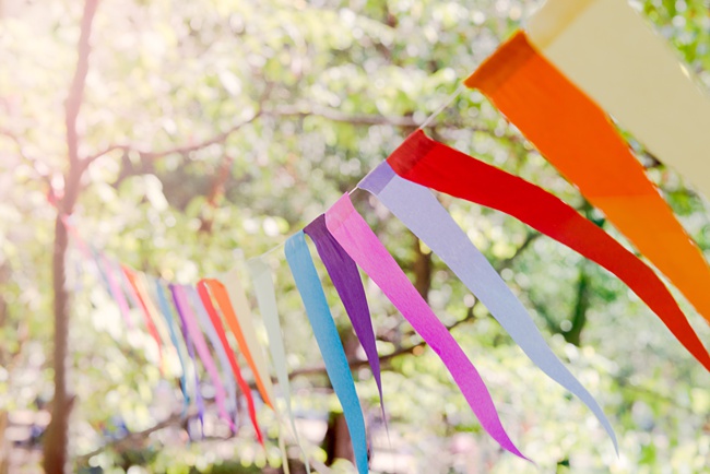 image of pretty bunting over a patio