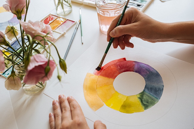 image of how to use a color wheel to plan a rose garden 