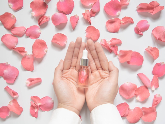 image of rose water bottle for beauty use