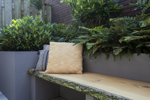 cozy reading corner in the garden